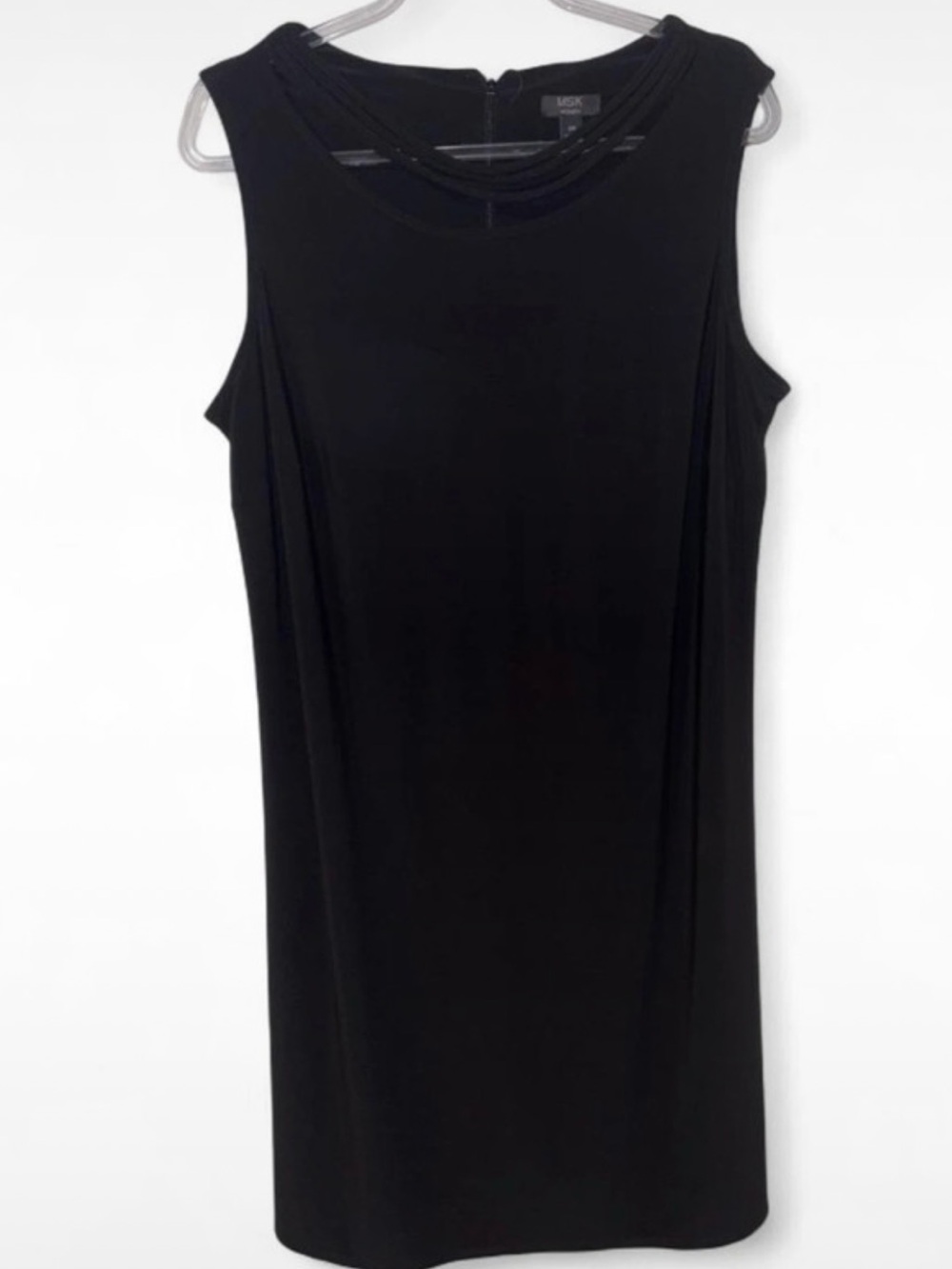 MSK Black Sleeveless Midi Shift Dress with Round Neck